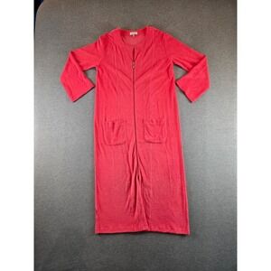 Cuddledown‎ Jumper Robe Womens M Coral Pink 100% Pima Cotton Zip Terry Lounge